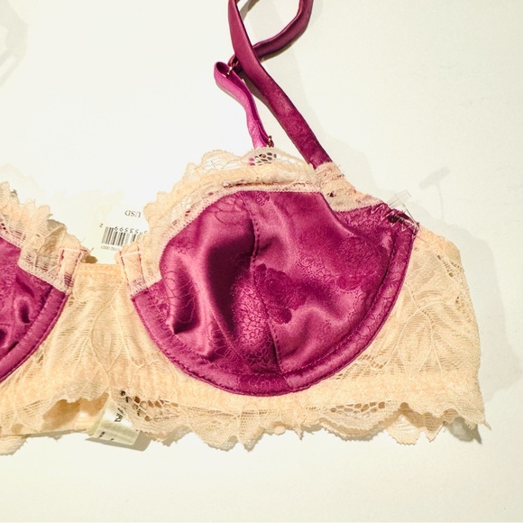 Free People Spring Fling Lace & Jacquard Underwire Bra Radient Orchid Combo 32A - Picture 9 of 12